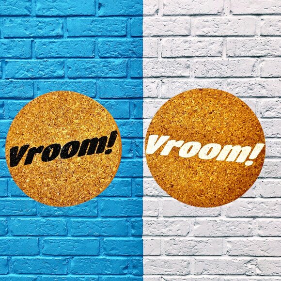 Cypress Home Absorbent Cork Car 6 Coasters Biker Babe Vroom! Peep! NEW - Picture 2 of 10